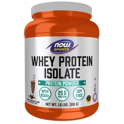 NOW Foods Sports Nutrition, Whey Protein Isolate, 25 g Com BCAAs, Creamy Chocolate Powder, 1,8 libras
