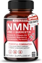 NMNH 600 mg com Zinco, Quercetin, Vitamina D3, Elderberry & Nattokinase – Daily Cellular Wellness & Healthy Aging Support – 150 Cápsulas – Made in USA