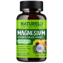 Complexo de Quelato de Magnésio NATURELO - 200 mg Magnésio com Legumes Orgânicos para Suportar Sono, Calmo, Cãibra muscular e alívio de estresse - Gluten Free, Non GMO - 120 Cápsulas