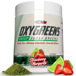 EHP Labs OxyGreens Super Greens Powder - espirulina e chlorela Superfood, suco verde Pó & Greens Suplementos com fibra prebiótica, antioxidantes e suporte de imunidade, 30 Serves (Strawb. Margarita)