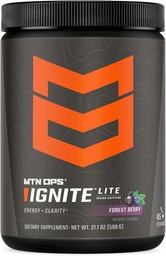 MTN OPS Ignite Lite Energia Beber Pó Gluten Free Nitric Oxide Supplement Drink Mix, L Arginina, L Citrulina, Cafeína e Nootropic Sugar Free Drink Mix, 45 Servings, Berry Florestal