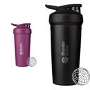 BlenderBottle 24-ounce Tacos de aço inoxidável Shaker com fio Whisk, ameixa e preto