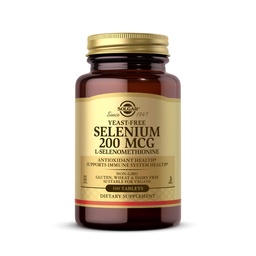 Solgar Yeast-Free Selenium 200 mcg 100 Comprimidos - Suporta Antioxidante & Imune Sistema de Saúde - Não-GMO Vegan Gluten Free Dairy Free Kosher - 100 Servings, Desfavorecido, Embalagem padrão