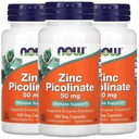 AGORA Alimentos agora Alimentos Picolinato de zinco, 50 mg, 120 Veg Cápsulas, 3 Pack
