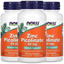 AGORA Alimentos agora Alimentos Picolinato de zinco, 50 mg, 120 Veg Cápsulas, 3 Pack