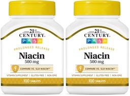 Niacin 500 mg Comprimidos de libertação prolongada, contagem de 100 (27474) (embalagem de 2)