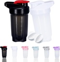 Shaker garrafa Protein Shakes Cup e 10-ounce / 300ML Shaker-Bottle com Whisk Balls, Protein Shakers Garrafas Conjunto, plástico não-BPA (Preto + Branco(2PCS))
