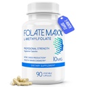 FolatoMaxx L-Metilfolato 10mg, 90 Cápsulas – Doutor Formulado Folato de Metila Suplemento para Mulheres e Homens – Alta Potência 5-MTHF para Energia, Humor e Foco – Não-GMO, Sem Glúten (fornecimento de 3 meses)