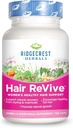 RidgeCrest Herbals Hair ReVive, Nutritional Hair Supplement with Vitamina C, Biotin (6000mcg), Zinco, e Cobre, Vitaminas capilares para mulheres para apoiar cabelos saudáveis, pele e unhas (120 Caps, 30 Servings)
