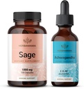 HERBAMA Sage and Ashwagandha Kit - Pacote de 1000 mg Cápsulas de Folha de Sage & Ashwagandha Root Tintura 2 fl oz - Vegan, Não-GMO, Açúcar & Álcool - 2 Pack