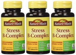 Nature Made Stress B Complexo W Zinco Tamanho 75ct (Pacote de 3) 225 ct Total