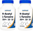 N-Acetil N-Tirosina (NALT) 350mg, 120 Cápsulas (2 Garrafas) - Glúten Livre, Não-GMO