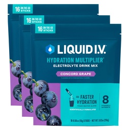 Liquid I.V.® Hydration Multiplicador - Uva Concord - Electrolyte Powder Drink Mix 3 Pack (48 Servings)