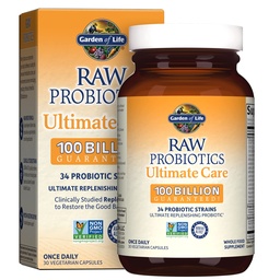 Garden of Life Raw Probióticos Cuidado Final - 100 bilhões de UFC - Suplemento dietético para Gut Health Support - Para Mulheres e Homens - 30 Cápsulas Vegetarianas