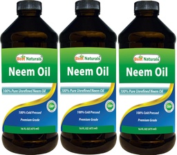 Melhor Naturals 100% Puro óleo Neem, 100% frio prensado e não refinado - 16 OZ (3 garrafas)