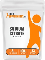 BulkSuplements.com Citrato de sódio em pó - Citrato de sódio em grau alimentar, Emulsificante, Melhorador de sabor - Gluten Free, 3g por serviço, 100g (3,5 oz) (Pacote de 1)