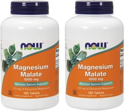 NOW Magnésio Malate 1000mg, 180 comprimidos (Pacote de 2)