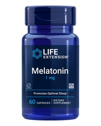 Extensão de vida Melatonina 1 mg - Para noite descansada, equilíbrio hormonal e saúde imunológica - Libertação imediata - Sem glúten, Não-GMO - 60 Cápsulas