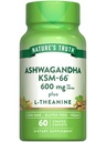 Nature's Truth KSM-66 Ashwagandha 60 Caplets com L-Theanina Vegan, Não-GMO, & Suplemento sem glúten