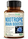 Nootropics Brain Support Supplement - Nootropic Brain Booster para melhor foco, concentração e memória. Nootrópico do cérebro para a saúde do cérebro, humor e suporte energético. Não-GMO. Feito nos EUA. 60 Cápsulas