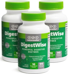DigestWise Digestive Enzimas - 10 Enzimas Vegan poderosas para apoiar a digestão, gás, Bloating & Obstipation alívio - Keto Friendly - Lab testado - 90 Cápsulas (3)