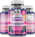 SAÚDE FRESCA Elderberry Gummies com vitamina C, Zinco e Sambucus Elderberry 30:1 Extrato - 100% Vegan - Suporte imunológico para adultos e crianças - 120 Count Gummy Suplemento