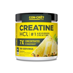 Pó de HCl Creatina CON-CRET Muscle, Cognitive, Cellular Energy Support - Sem Bloating ou Cãibras - EUA Made & NSF Certified - Abacaxi (100 Serving)