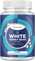 White Kidney Bean Extract Carb Blocker - White Kidney Beans Supplement for Metabolism Boost & Easy Calories from Starchy Food - Suplementos de Controle de Carb - 60 Contagem