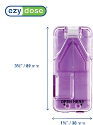Ezy Dose Pill cortador e divisor com dispensador, pílulas de cortes, vitaminas, comprimidos, lâmina de aço inoxidável, tamanho de viagem, cores pode Vary (Pacote de 2)