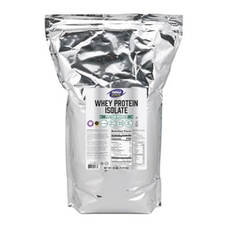 Now Foods Sports Nutrition, Whey Protein Isolate, 25 g Com BCAAs, Pó sem sabor, 10 libras