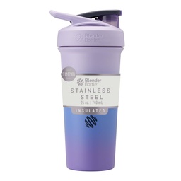 BlenderBottle Sport Sleek garrafa de shaker de aço inoxidável isolado com fio Whisk, 25-ounce, lavanda Ombre – Protein Shakes & Hydration para atletas e fitness entusiastas, fácil mistura, Slim fácil de segurar, mantém bebidas frias, tampa bloqueável
