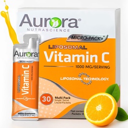 Aurora Nutrascience Micro-Pack Vitamina C lipossomal, suporte imunológico, 1.000 mg por serviço, sem glúten, não-GMO, 30 pacotes de serviço único, 21,7 oz