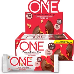 ONE Protein Bars, Amendoim Butter Cup, Gluten Free com 20g Protein e 1g Sugar, Pantry Staples, 2.12 oz (12 contagem)