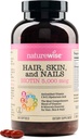 NatureWise Hair Skin and Nails Vitamina, Biotin 5000mcg w / Ácido Hialurônico, Colágeno para Mulheres com C, B Complexo, D3, A, E, Ferro - Não-GMO, Glúten Livre - 540 Softgels[6-Segmento]