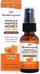 Wedderspoon Própolis e Manuka Honey Throat Spray, Mel Original, 1 Fl Oz (Pacote de 1), Alívio da Garganta Dolorida, Suporte Imune Natural