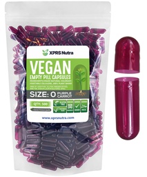 XPRS Nutra Tamanho 0 Cápsulas vazias - 500 Contagem Cápsulas Veganas Vazias - Pílulas Vegetarianas - Enchimento de cápsula vegetal DIY - Tampas de pílula vegetativa para Suplementos Do-It-Yourself (Purple Cenoura)