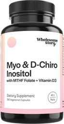 Myo-Inositol & D-Chiro Inositol Cápsulas com MTHF, Folato, Vitamina D, Suporte para a função ovariana, equilíbrio hormonal, e níveis de homocisteína, suplementos de fertilidade para as mulheres, 360 Contagem 40:1 Razão