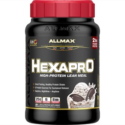 ALLMAX HEXAPRO, Cookies & Creme - 2 lb - 25 gramas de proteína por serviço - 8 horas de liberação mantida - açúcar zero - 21 Servings