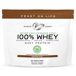 Músculo Festa 100% grama alimentado Whey Protein Powder, Tudo Natural Hormônio Livre Paure Erguido Whey Protein Powder para Mulheres e Homens- Whey Concentrado, Isolado & Hidrolisado Proteína Pó Mistura - Chocolate, 2lb