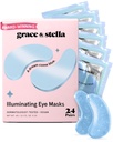 graça & Stella Prêmio Ganhar Sob Máscara Olho Reduzir Círculos Negros, Olhos Puffy, Sacos Undereye, Rugas, Gel Sob Patches Olhos, Presentes de aniversário para mulheres - Vegan Cruelty-Free Self Care (24 pares, Azul)