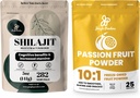Pó de Selva Duo Premium: 5 oz Raw Shilajit & 3,5 oz Passion Fruit Powder - Suporte Energético Masculino, Imune Boost, com Freeze Passion Fruit Powder para Cozimento, Smoothies, Extrato Aditivo Livre