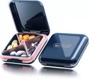 Caixa de pílulas pequena, caixa de pílulas de viagem, recipiente de pílulas portátil para bolsa ou bolso, medicina diária Organizador impermeável 4 Compartimento Compacto Titular de pílulas para vitaminas, suplementos, medicação
