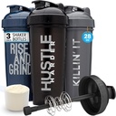 GOMOYO [3-Pack] garrafa de shaker de 28-onça com misturador de ação-rodo □ Garrafa de Shaker de proteína com citações motivacionais
