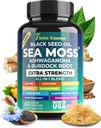Extrato de musgo marinho, Óleo de semente preta, Ashwagandha, Açafrão & Mais – 10-em-1 Suplemento de ervas com Pimenta preta & Elderberry – 60 Cápsulas