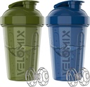 VELOMIX -2 Embalagem- 20 oz Garrafas de Shaker de Proteínas para Misturas de Proteínas - 2x Wire Whisk – Copos de Shaker de Prova de Vazamento para Shakes de Proteínas e Pré- Treino – Pacote de Garrafa de Shaker de Proteínas (Verde/Azul)
