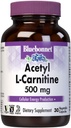 Bluebonnet Nutrition Acetil L-Carnitina, Transportes ácidos gordos, Boosts Cellular Energy, Soy & Gluten-Free, Kosher certificado, Vegan, 30 Cápsulas vegetais, Branco, 500mg