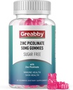 Gummies de zinco - Picolinato de zinco 50mg, Livre de açúcar, Suplemento de picolinato de zinco altamente absorvível para crianças e adultos, Apoio ao crescimento, Função imunitária, Saúde da pele, 60 chicletes