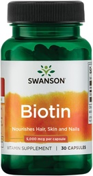 Swanson Biotin B7 Vitamina 5000 mcg 30 Cápsulas