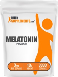 BulkSuplementos.com Melatonina em pó - Pura Melatonina, Ajuda ao sono para adultos - Vegan & Gluten Grátis, 3mg por serviço, 10g (0,35 oz) (Pacote de 1)
