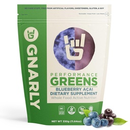 Gnarly Nutrition Greens Superfood Powder – Blueberry Acai Performance Super Greens Powder – NSF Sport Certified – Organic, Probióticos & Micronutrientes Essential - Blueberry Acai, 11.64 oz